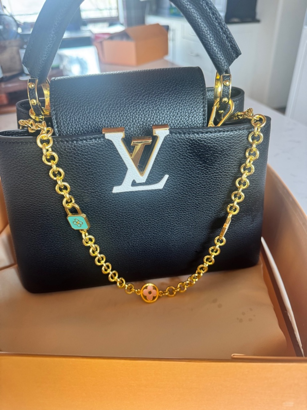 LUXURY WOMEN'S CAPUCINE NAVY BLUE WOMEN'S PURSE BRAND NEW W/BOX